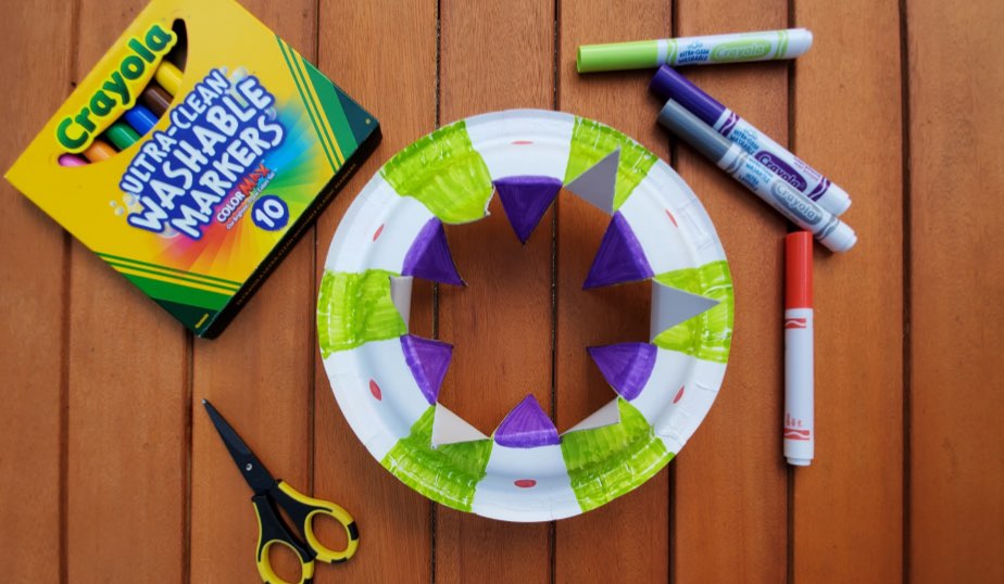 completed paper plate flying saucer diy activity for kids
